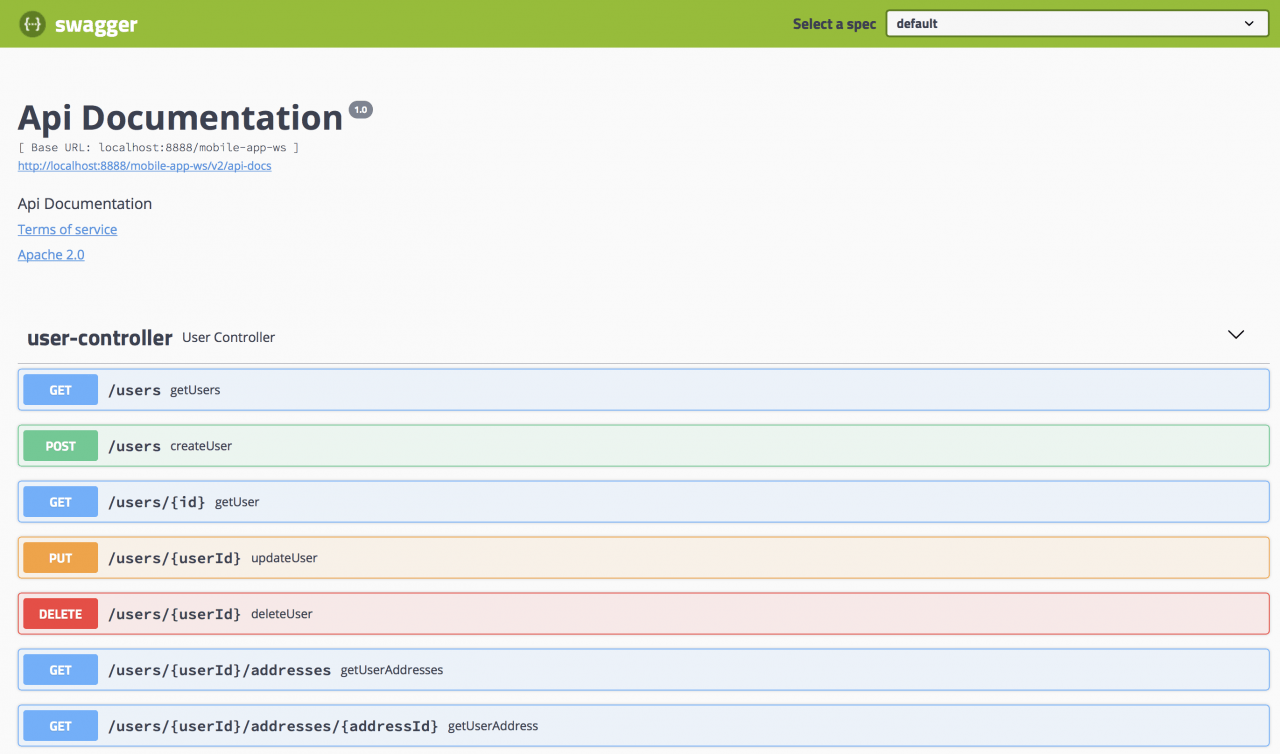 Swagger Documentation Web UI.