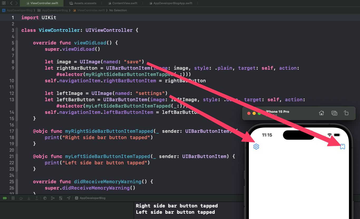 add action to uibarbuttonitem swift